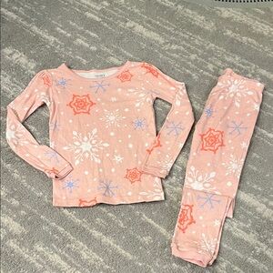 Cozy Kids Snowflake Pajama Set - Pink and Orange